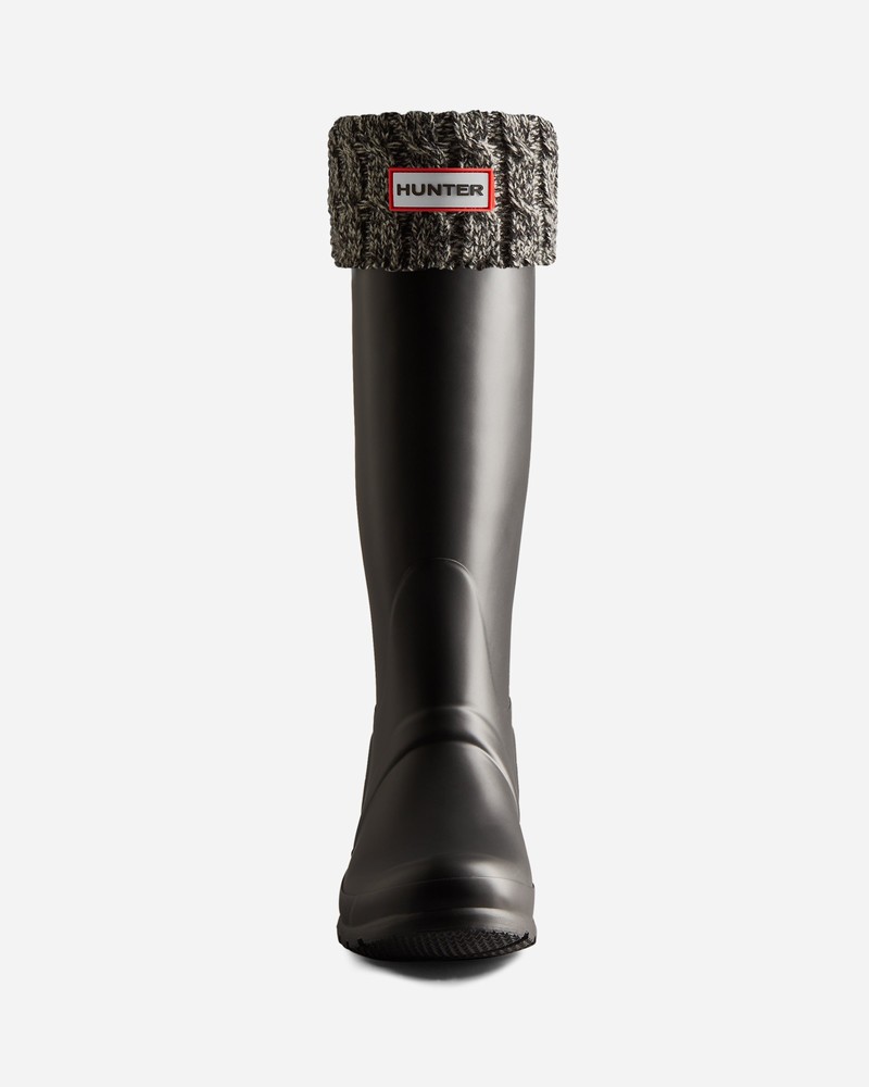 Hunter Recycled 6 Stitch Cable Cuff Tall Boot Men Socks Black | 782700925