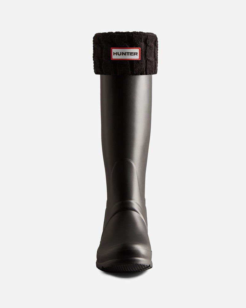Hunter Recycled 6 Stitch Cable Cuff Tall Boot Men Socks Black | 764192663
