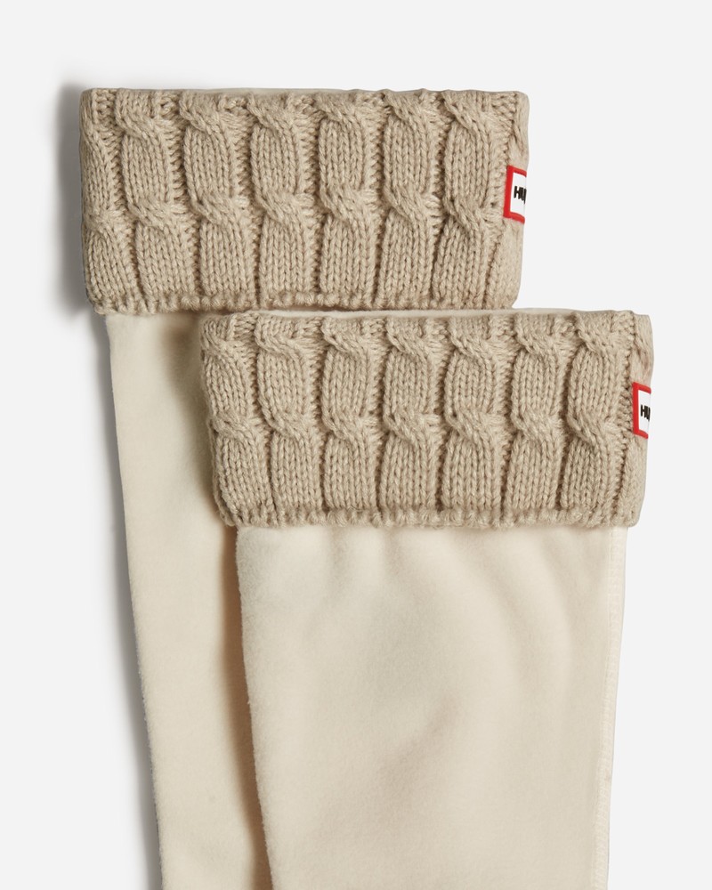 Hunter Recycled 6 Stitch Cable Cuff Tall Boot Men Socks White | 494750519