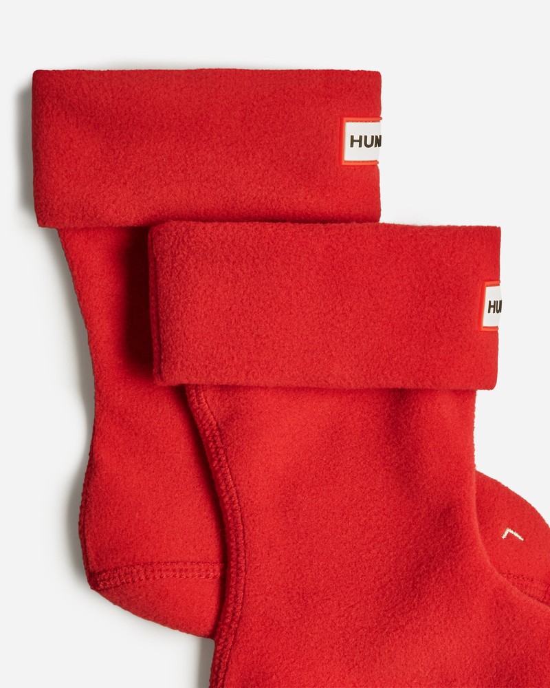 Hunter Recycled Fleece Cuff Boot Kids' Socks Red | 214222060