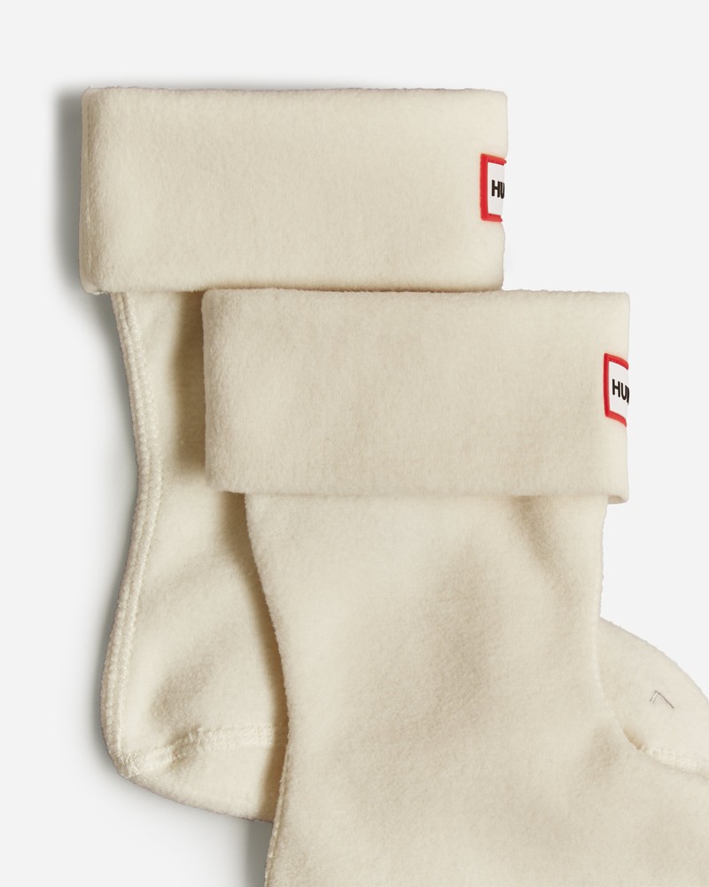 Hunter Recycled Fleece Cuff Boot Kids' Socks White | 390245476