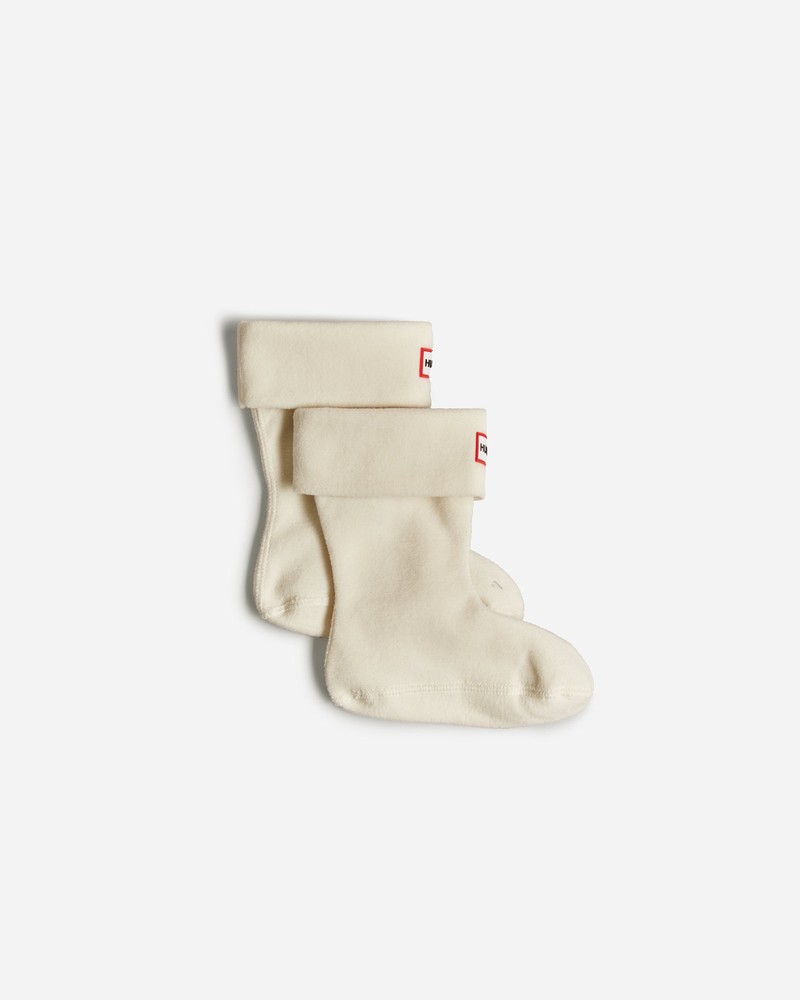 Hunter Recycled Fleece Cuff Boot Kids\' Socks White | 390245476