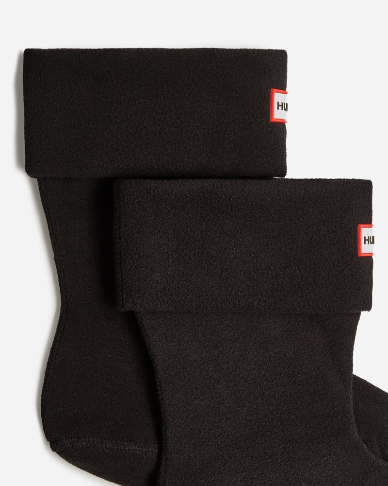 Hunter Recycled Fleece Cuff Short Boot Men Socks Black | 885181182