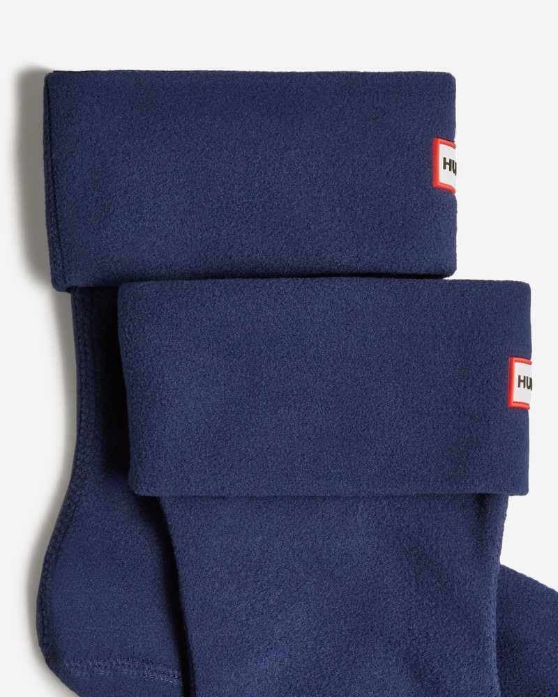 Hunter Recycled Fleece Cuff Short Boot Men Socks Navy | 741833100