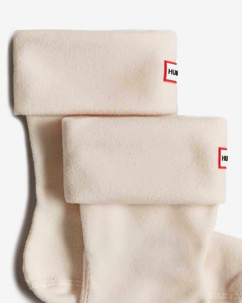 Hunter Recycled Fleece Cuff Short Boot Men Socks White | 210030226
