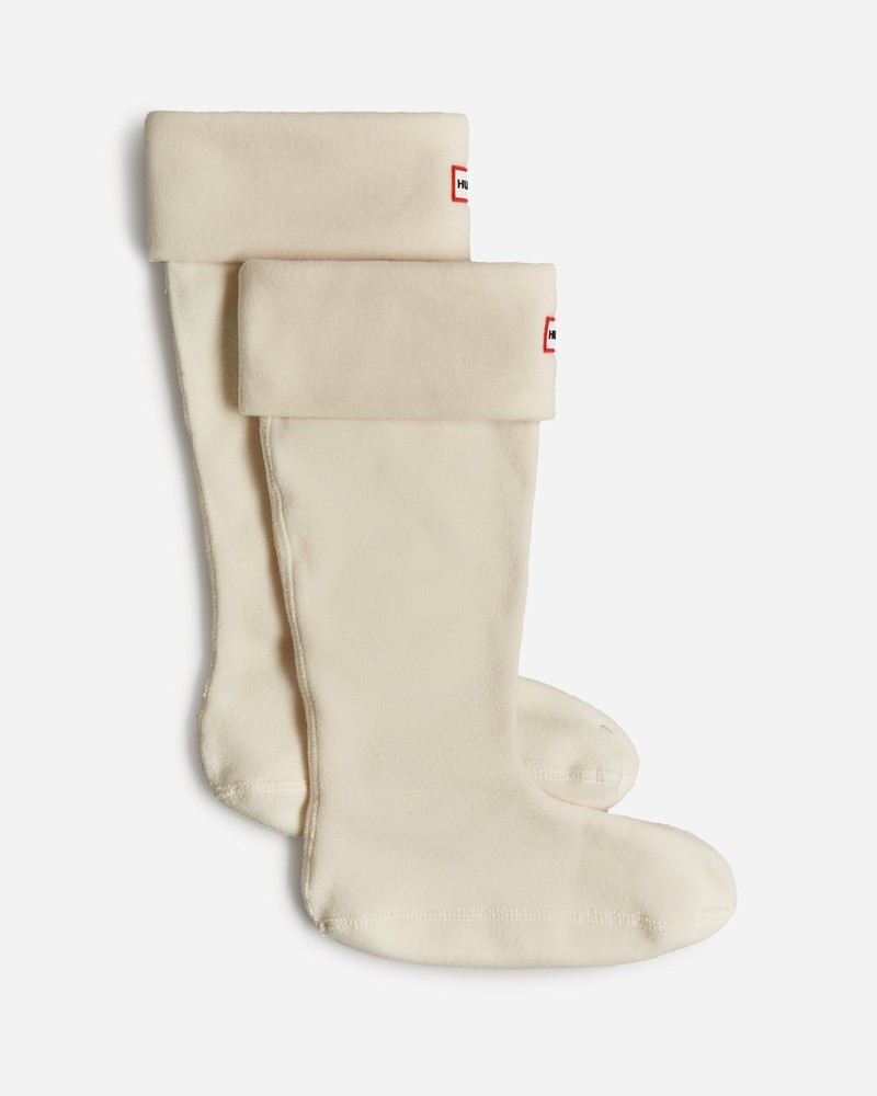 Hunter Recycled Fleece Cuff Tall Boot Men Socks White | 496451391