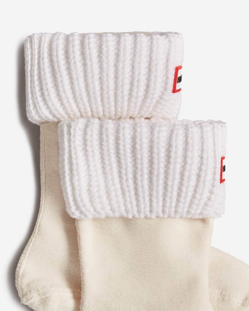 Hunter Recycled Half Cardigan Cuff Boot Kids' Socks White | 390741691