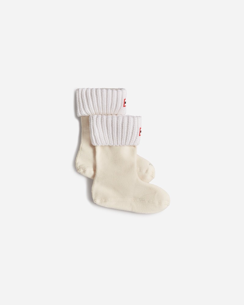 Hunter Recycled Half Cardigan Cuff Boot Kids\' Socks White | 390741691
