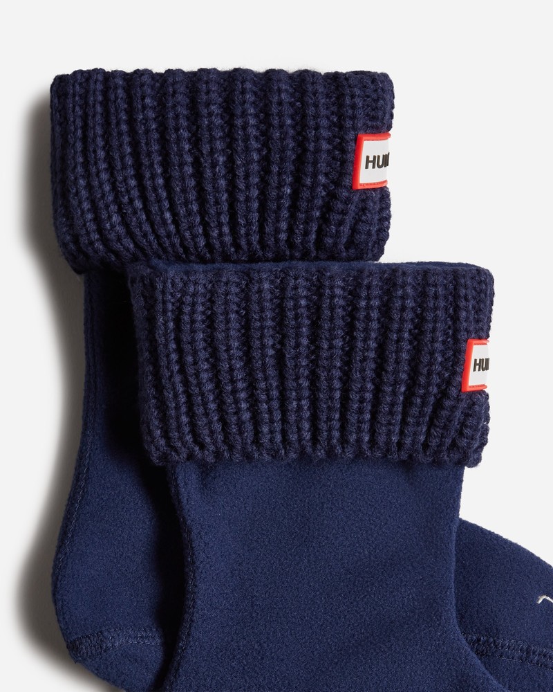 Hunter Recycled Half Cardigan Cuff Boot Kids' Socks Navy | 316989580