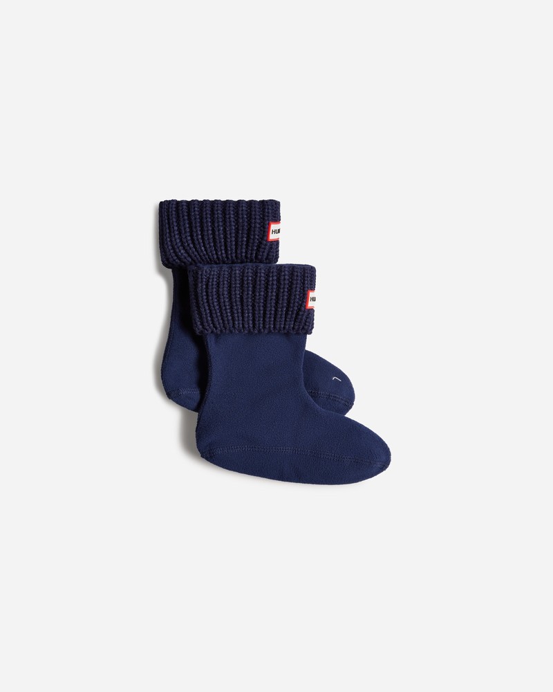 Hunter Recycled Half Cardigan Cuff Boot Kids\' Socks Navy | 316989580