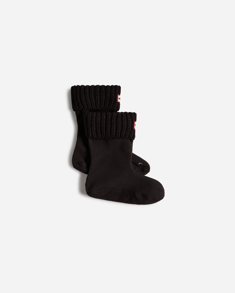 Hunter Recycled Half Cardigan Cuff Boot Kids\' Socks Black | 704665772