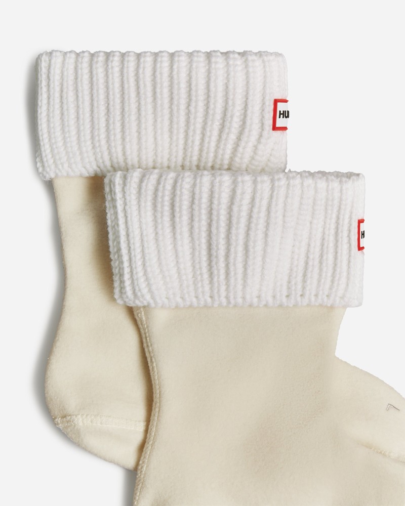 Hunter Recycled Half Cardigan Cuff Short Boot Men Socks White | 302366057