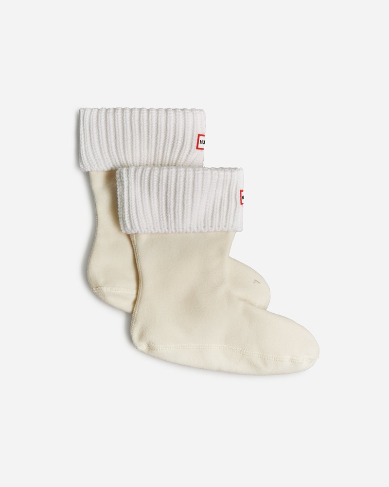 Hunter Recycled Half Cardigan Cuff Short Boot Men Socks White | 302366057