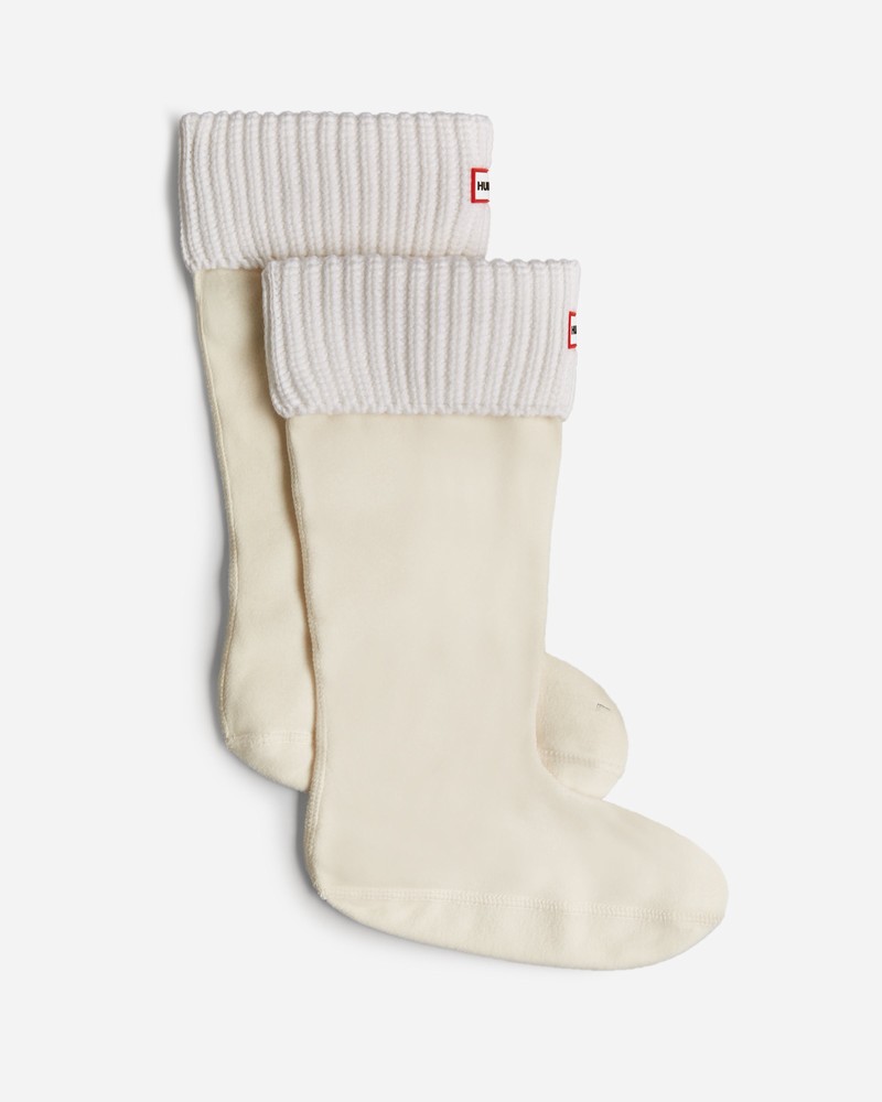 Hunter Recycled Half Cardigan Cuff Tall Boot Men Socks White | 369901686