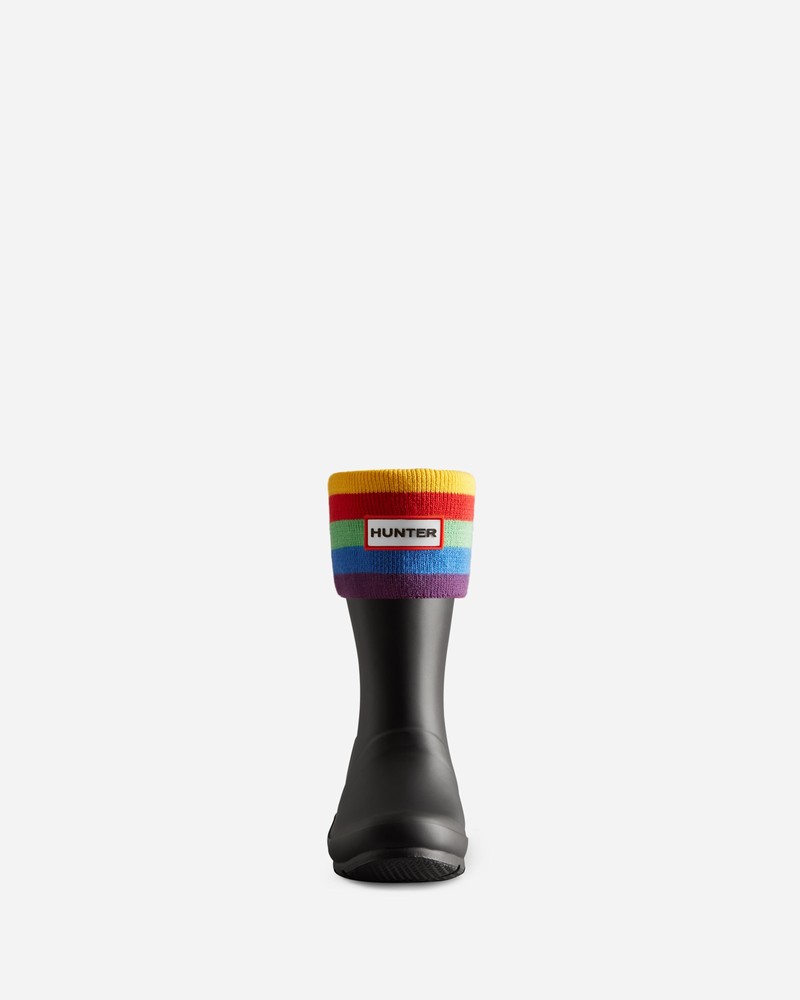 Hunter Recycled Rainbow Stripe Cuff Boot Kids' Socks Black | 511256410