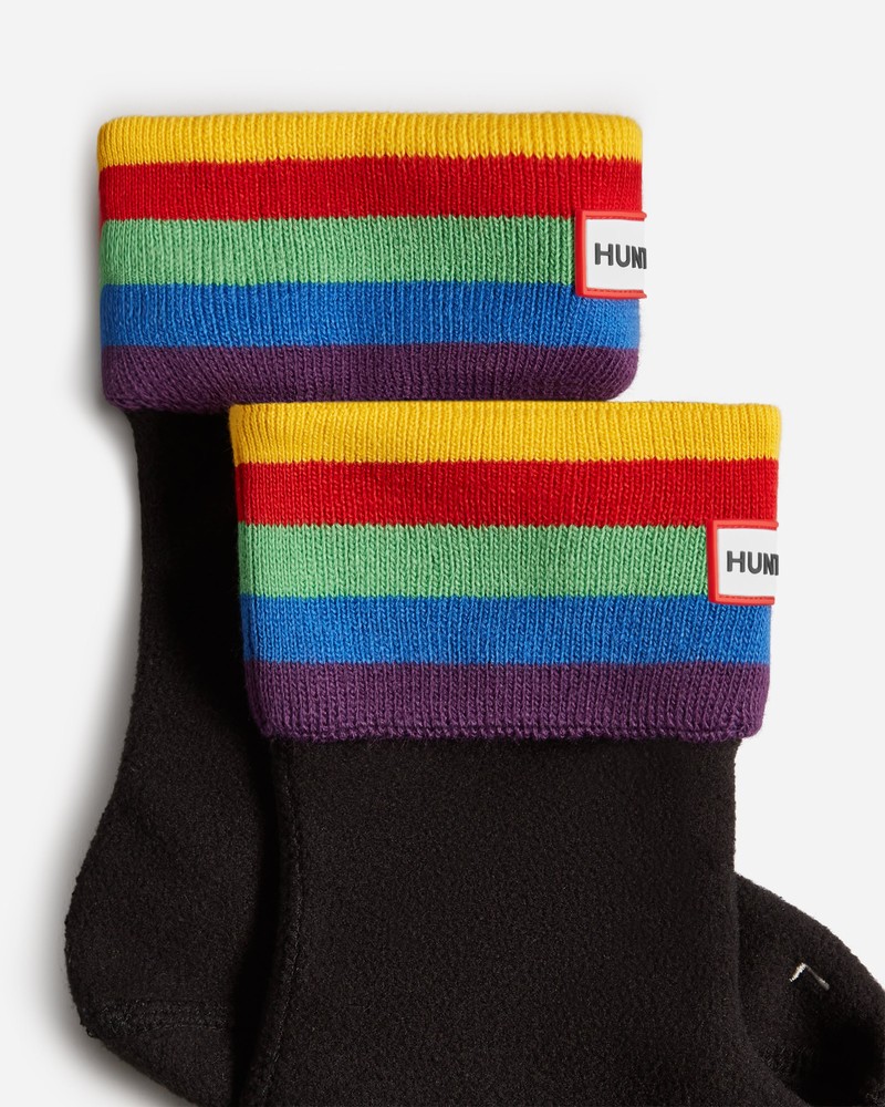 Hunter Recycled Rainbow Stripe Cuff Boot Kids' Socks Black | 511256410