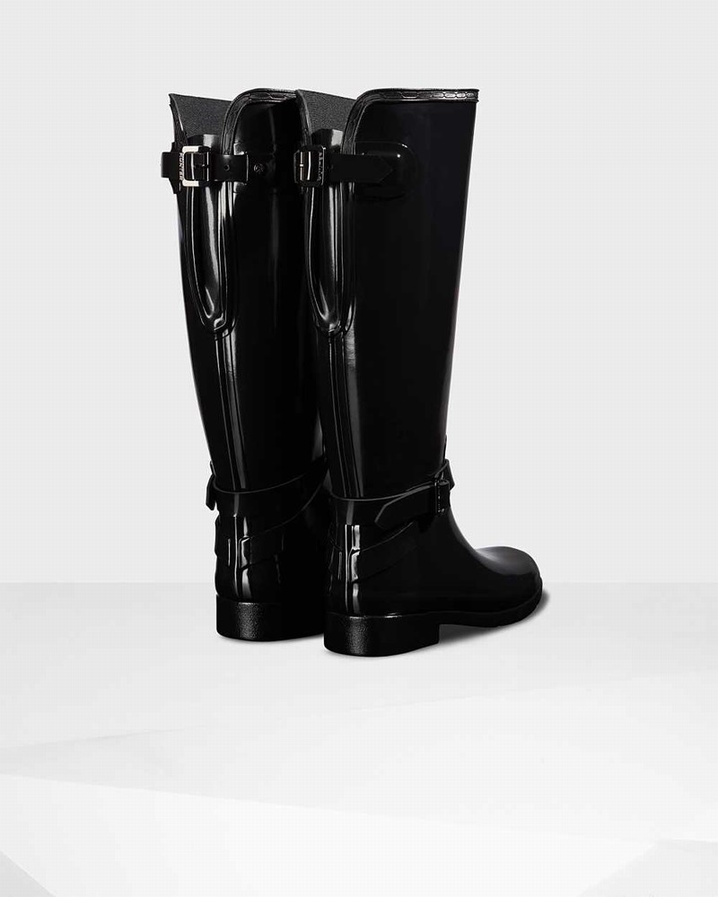 Hunter Refined Adjustable Tall Women Rain Boots Black | 127704439