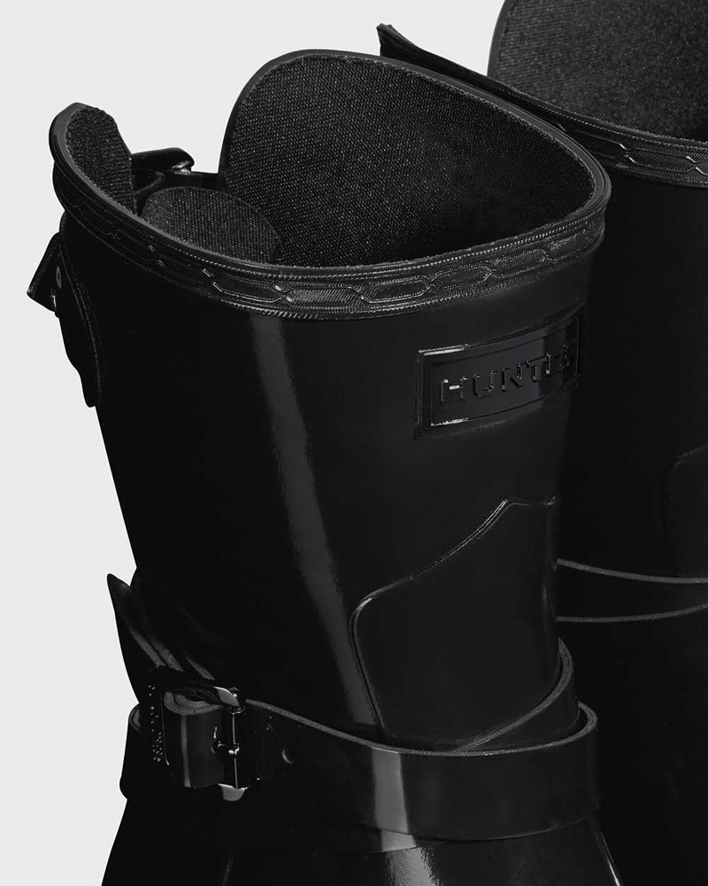 Hunter Refined Slim Fit Adjustable Short Women Rain Boots Black | 548746099