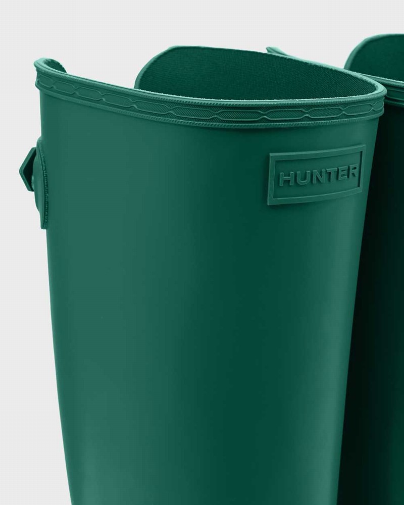 Hunter Refined Slim Fit Adjustable Tall Women Rain Boots Green | 92728419