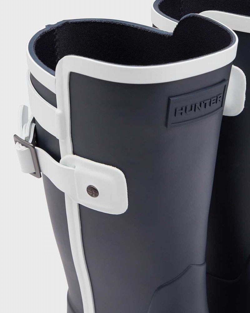 Hunter Refined Slim Fit Contrast Short Mid-Calf Women Rain Boots Navy | 462127546