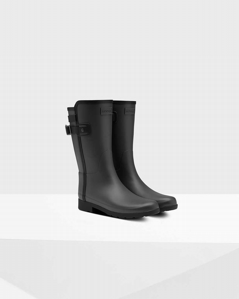 Hunter Refined Slim Fit Contrast Short Mid-Calf Women Rain Boots Grey | 31030862