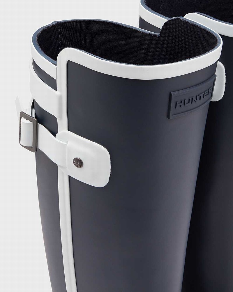 Hunter Refined Slim Fit Contrast Tall Women Rain Boots Navy | 232292129