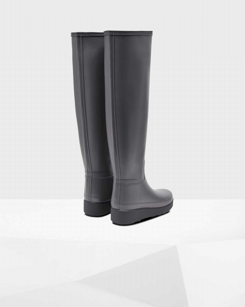 Hunter Refined Slim Fit Creeper Knee-High Women Wellington Boots Black | 675846520