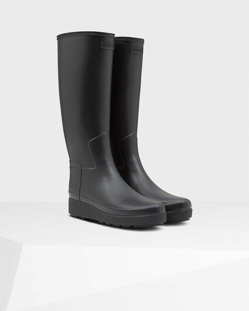 Hunter Refined Slim Fit Creeper Tall Women Boots Black | 735142266
