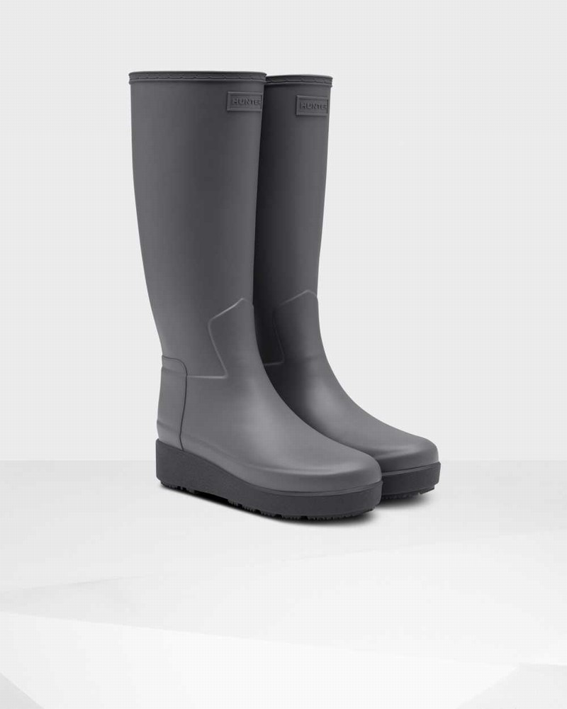Hunter Refined Slim Fit Creeper Tall Women Boots Black | 305241958