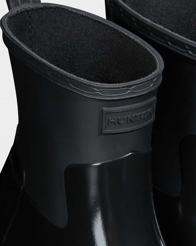 Hunter Refined Slim Fit Low Heel Duo Women Ankle Boots Black | 272444230