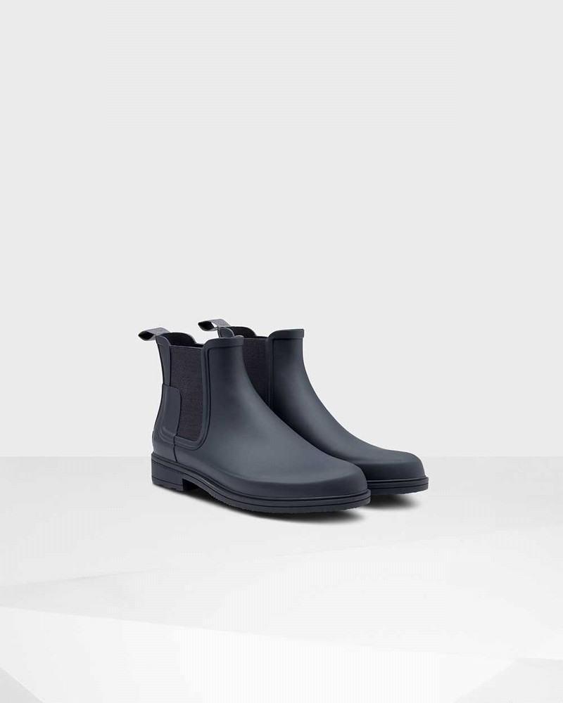 Hunter Refined Slim Fit Men Chelsea Boots Navy | 785979659