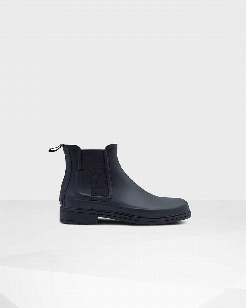 Hunter Refined Slim Fit Men Chelsea Boots Navy | 785979659