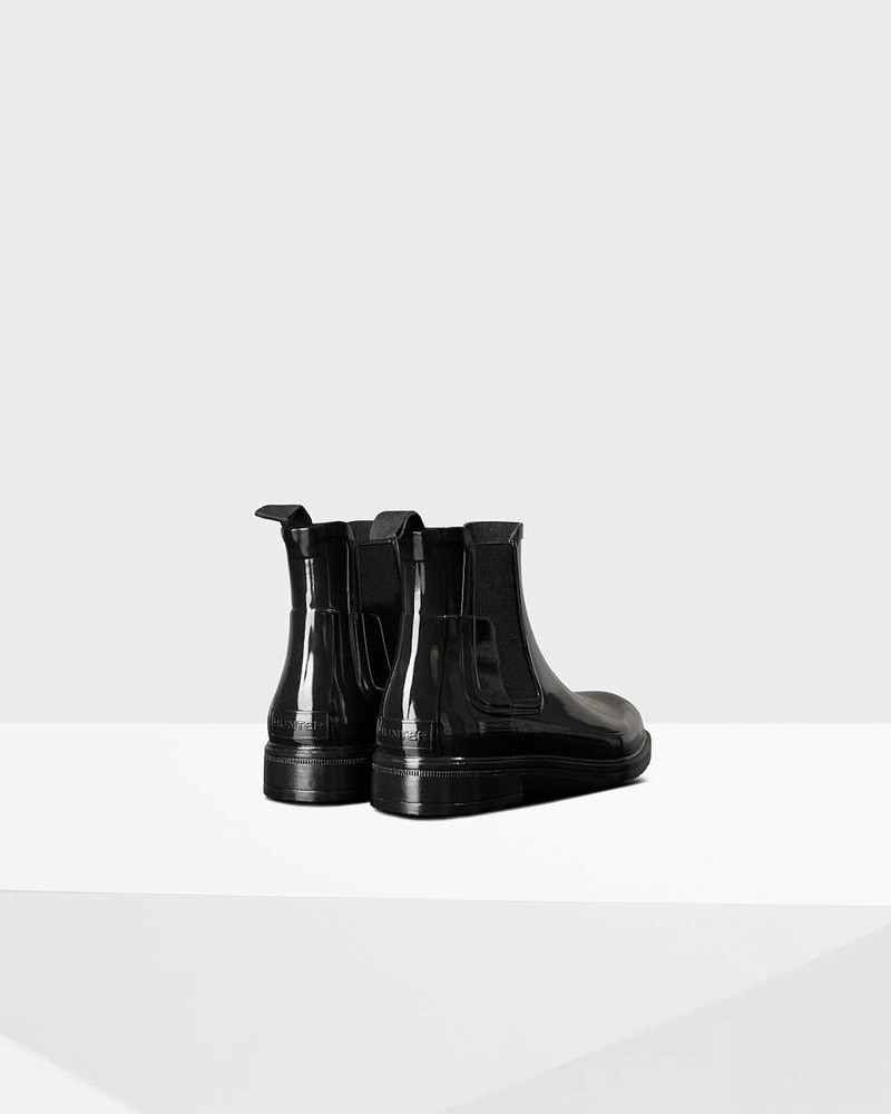 Hunter Refined Slim Fit Men Chelsea Boots Black | 802539283