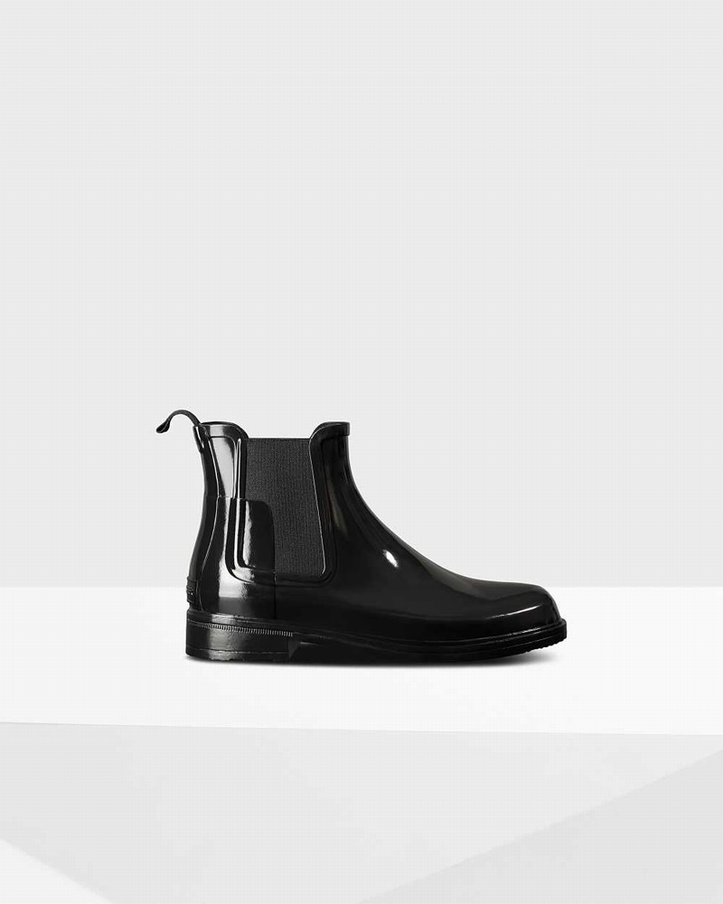 Hunter Refined Slim Fit Men Chelsea Boots Black | 802539283