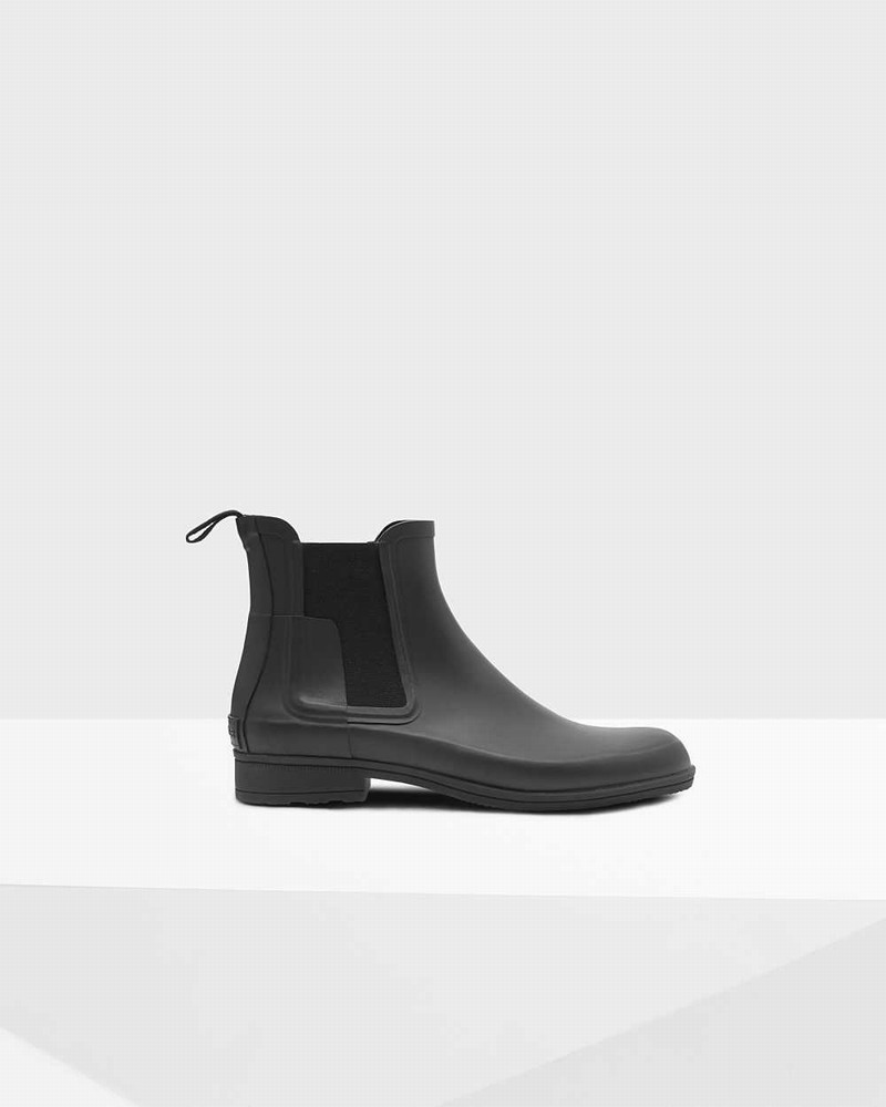 Hunter Refined Slim Fit Men Chelsea Boots Black | 180312206