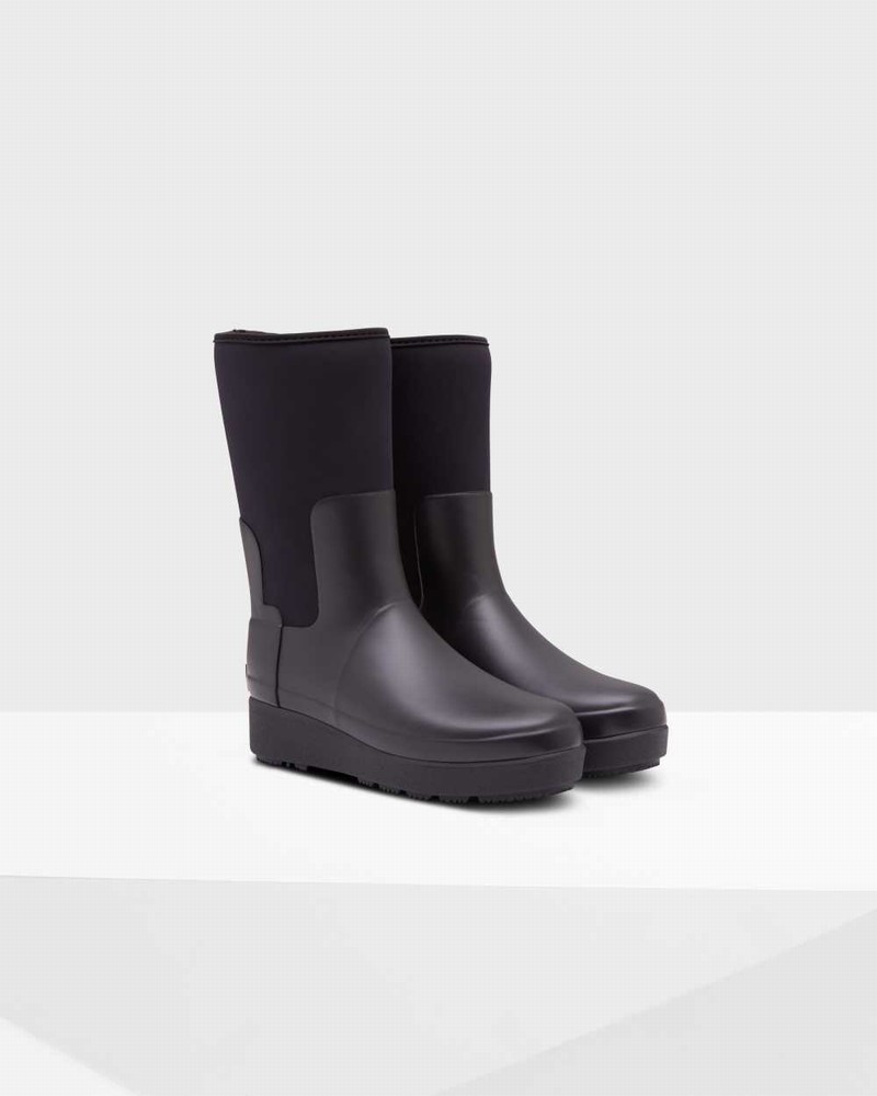 Hunter Refined Slim Fit Neoprene Creeper Short Women Boots Black | 110782728
