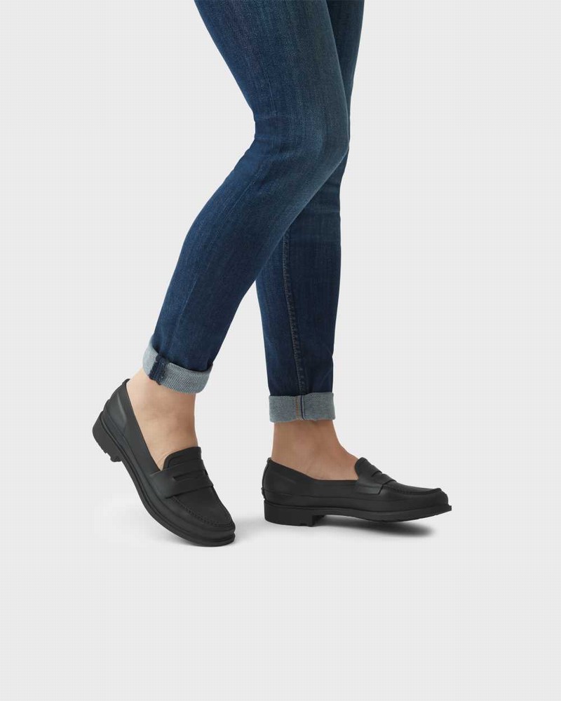 Hunter Refined Slim Fit Penny Women Loafers Black | 2373665