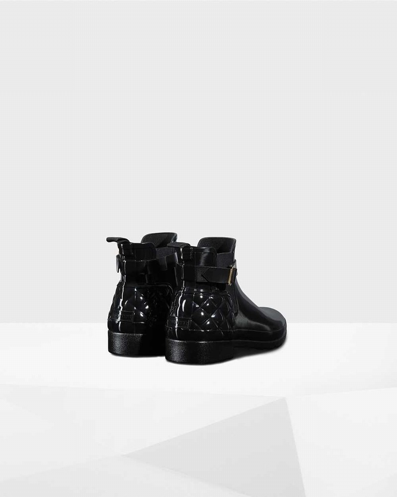 Hunter Refined Slim Fit Quilted Women Chelsea Boots Black | 482754248