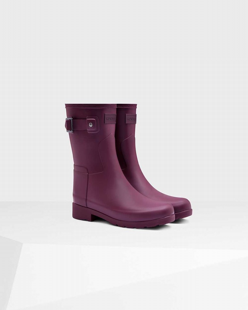 Hunter Refined Slim Fit Short Mid-Calf Women Short Boots Purple | 640795153