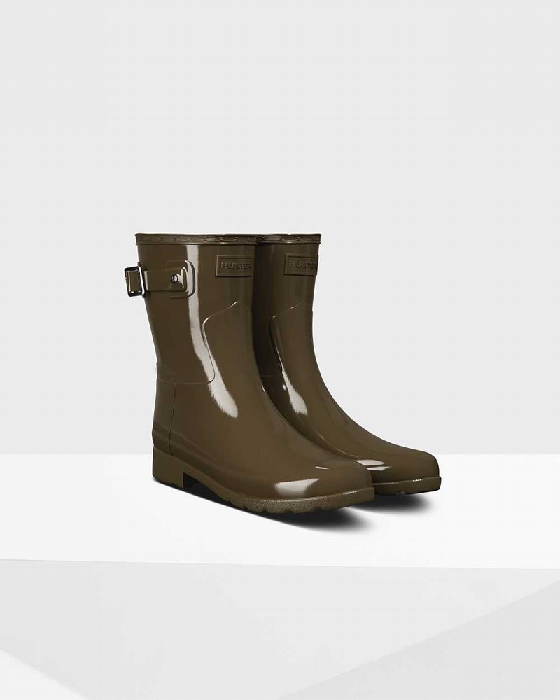Hunter Refined Slim Fit Short Mid-Calf Women Short Boots Olive | 776388009