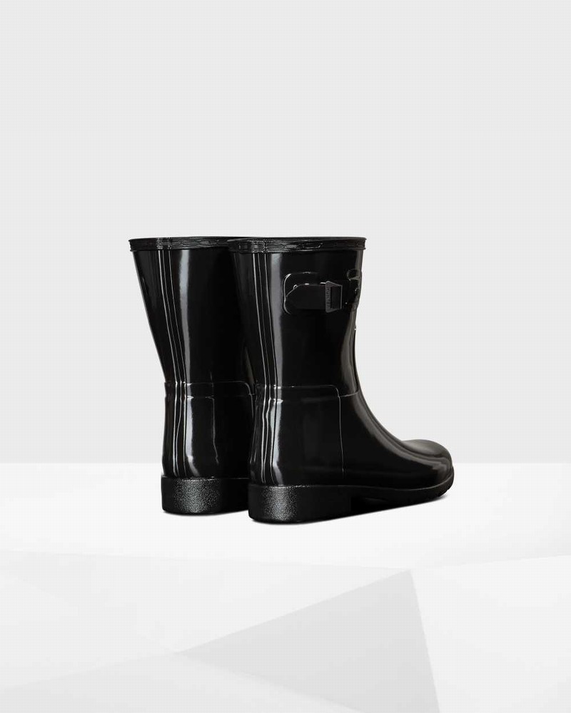 Hunter Refined Slim Fit Short Mid-Calf Women Short Boots Black | 641606826