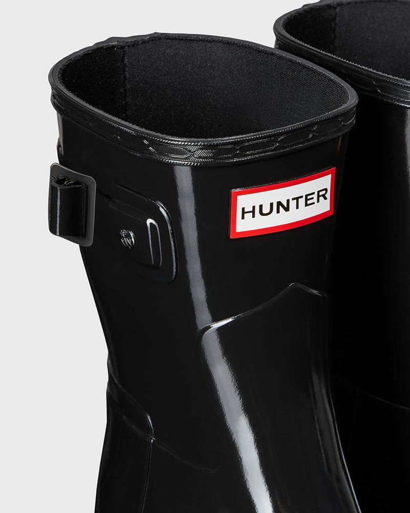 Hunter Refined Slim Fit Short Mid-Calf Women Short Boots Black | 641606826