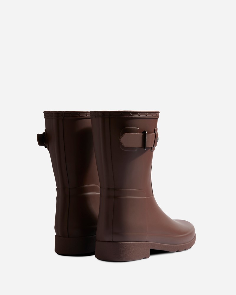 Hunter Refined Slim Fit Short Women Wellington Boots Brown | 518776564
