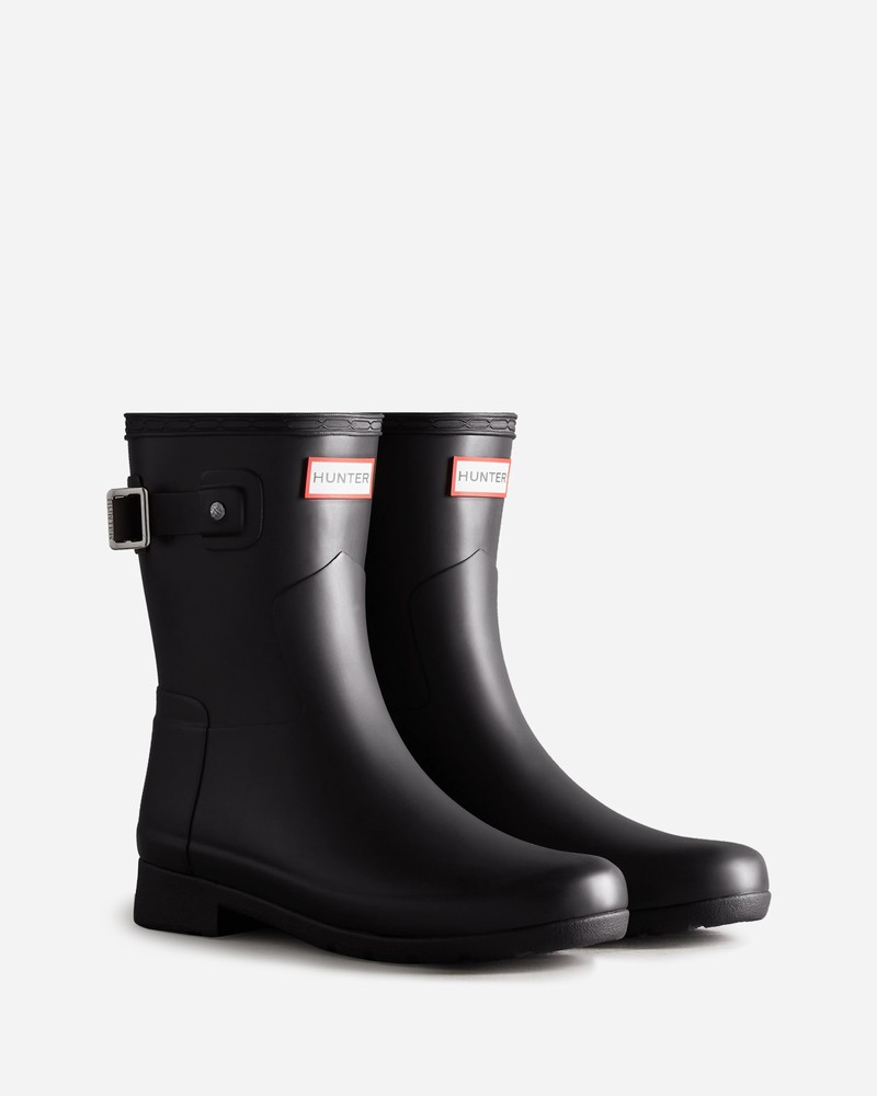 Hunter Refined Slim Fit Short Women Wellington Boots Black | 465154999