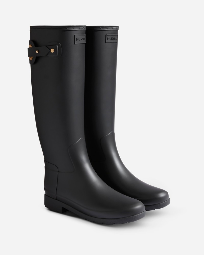 Hunter Refined Slim Fit Tall Eyelet Buckle Women Wellington Boots Black | 665547628