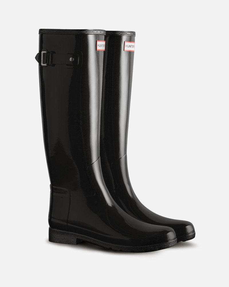 Hunter Refined Slim Fit Tall Gloss Women Wellington Boots Black | 59470435