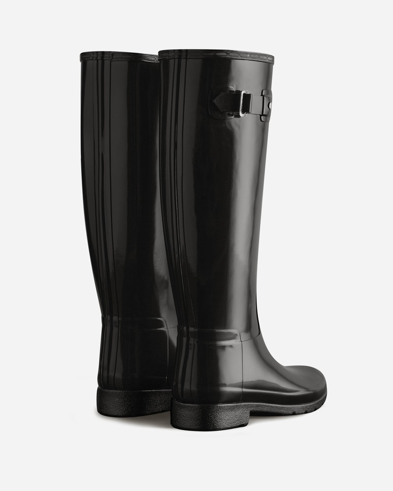 Hunter Refined Slim Fit Tall Gloss Women Wellington Boots Black | 59470435
