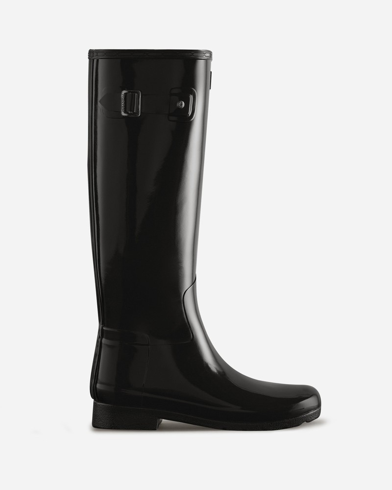 Hunter Refined Slim Fit Tall Gloss Women Wellington Boots Black | 59470435