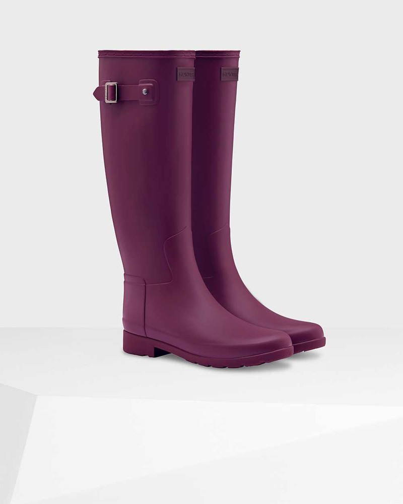 Hunter Refined Slim Fit Tall Women Rain Boots Purple | 305952721