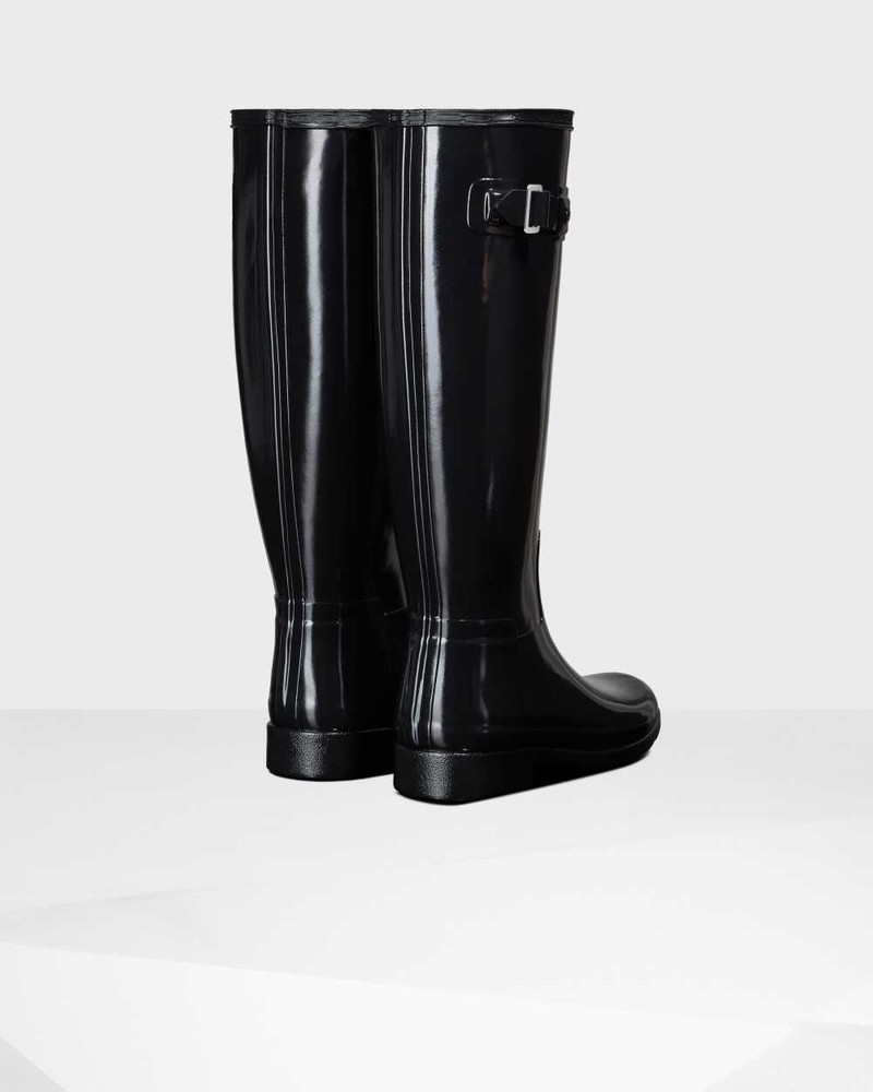 Hunter Refined Slim Fit Tall Women Wellington Boots Black | 739564805